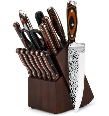 China Sustainable Knife Set, 15 Piece Kitchen Knife Suit With Block, Japan Stainless Steel Knife for sale