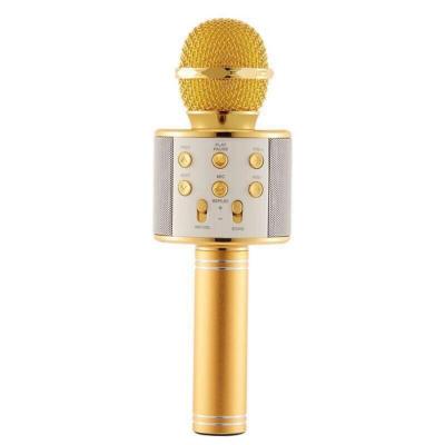 China Handheld Player BT Mic Speaker Record Music Blue USB KTV Microphone Handheld Blue Wireless Karaoke Microphone WS858 BT with Care Bag for sale