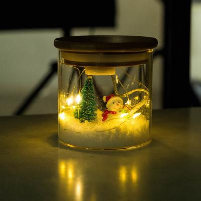 China High Borosilicate Snow Decoration Light DIY Unique and Beautiful Gift Christmas Party Festive Pot with Light String RZ1673 for sale