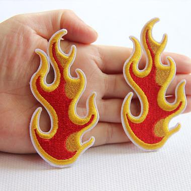 China Viable wholesale high quality fabric patch sticker/iron on embroidered custom flames embroid patch patch accept custom design for sale