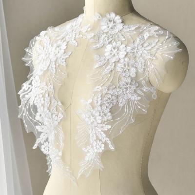 China New Viable White Bridal Lace Fabric, Bridal Embroidery Lace Appliques for Wedding Veil Accessories, Dancewear, Sewing, Lace Dress for sale