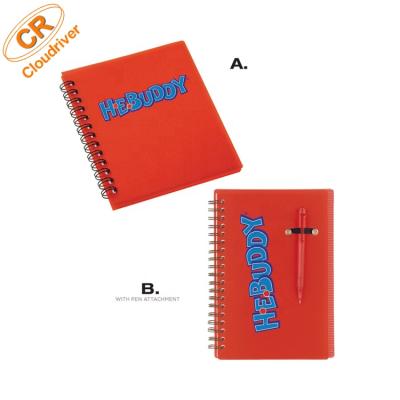 China Custom Planner Spiral Logo Print Round Corner Weekly A6 Waterproof PP Plastic Cover Pen And Memory Cards Spiral Notebook for sale