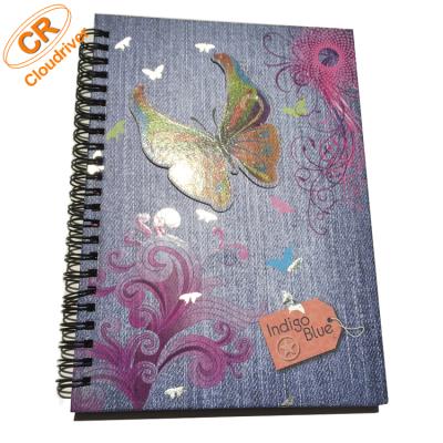 China Custom Notebook Spiral Printing New Design Exquisite Hardcover Journal Diary Book A5 Spiral Notebook with Sticker and Pocket for sale