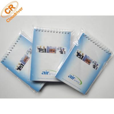 China Cheap Price Personalized Logo Printing Soft Cover Spiral Tied Pocket Top Custom Notebook Spiral A5 A6 For Promotion for sale