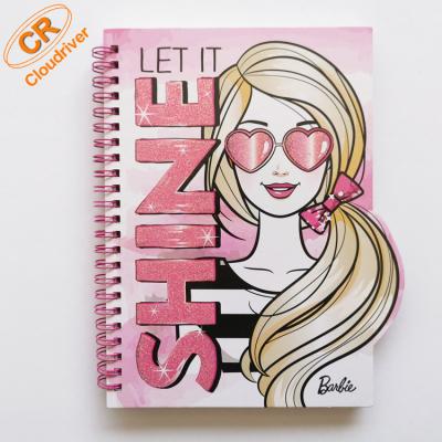 China Custom Custom Customizable Spiral Shape Glitter Hardcover Spiral Notebooks Journal Print for Girls Gift for sale