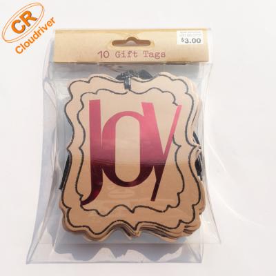 China Greeting Customized Logo Embellished Paper Stamping Printed Gift Tag For Packaging for sale