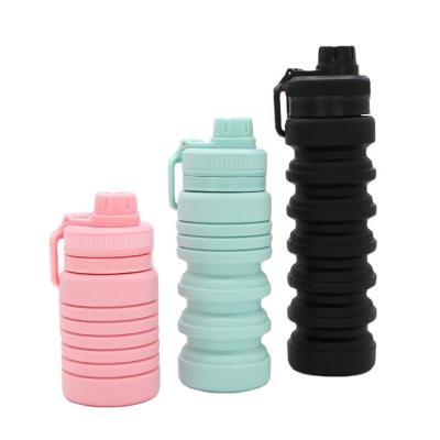 China Portable Folding Sports Silicone Stored Water Bottle Stored Multifunctional Travel Drinking Folding Water Bottle for sale