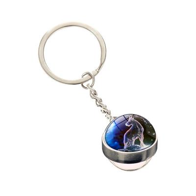 China Mini Luminous Mini Zodiac Glass Ball Dreamer Double Sided Key Chain Amazon Hot for sale