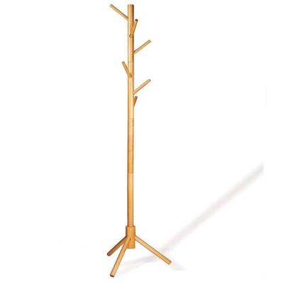 China made coat rack wood high quality wooden garment rack free vertical with 6 hooks for sale