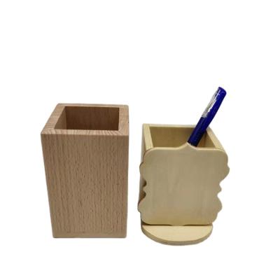 China handmade wooden pen holder natural wood writing pencil holder for desktop office for sale