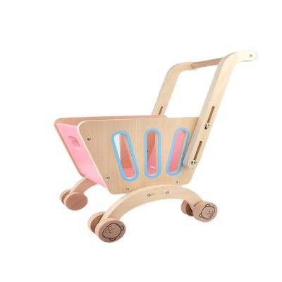 China handmade solid wood children's toy shopping cart with healthy rounded corner for sale