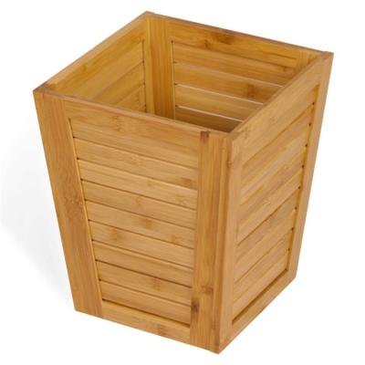 China small bamboo garbage basket wooden bedroom garbage can for sale