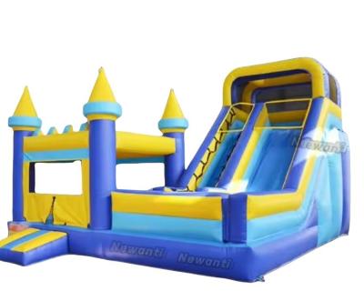 China Flame Retardant Inflatable Bounce Combo Blue Bounce Castle with Slide and Accessories for sale