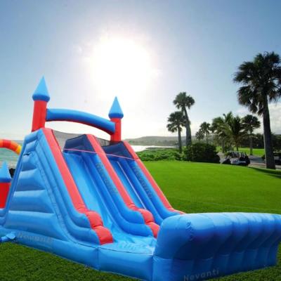 China Custom Logo Printed Inflatable Bounce House with Double Slide and Customized Size for sale