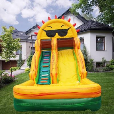 China Custom Logo Printed 2024 Innovations Inflatable Pool with 2 Slides and Rainbow Water Slide for sale