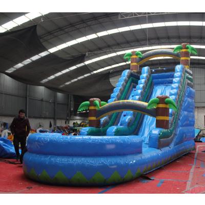 China 15ft Kids Cali Palms Inflatable Slide With Pool Dual Water Slides Large Size PVC Tarpaulin for sale