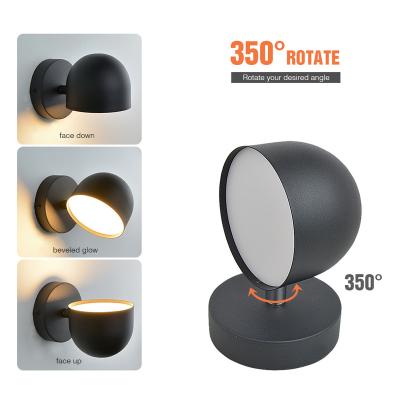 China Modern factory wholesale newest black white round indoor wall lamps led touchable dimmable rotatable with plug for sale