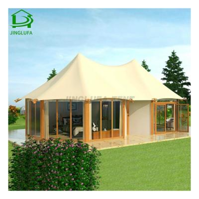 China 2021 UV-resistant new design 60 square meter outdoor waterproof safari desert hotel resort house luxury glamping tents for sale