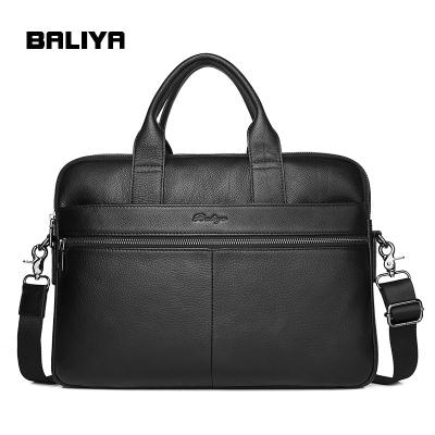 China High Quality GENUINE LEATHER BALIYA Men's Avocado Leather Men's Black Leather Briefcase for sale