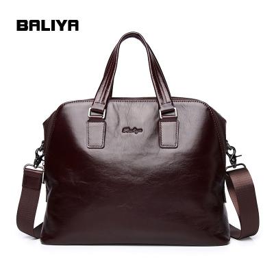 China BALIYA Wholesale Brown Office Genuine Leather Shoulder Bag GENUINE LEATHER Men's Briefcase For Men for sale