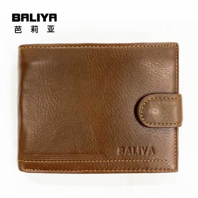 China BALIYA Waterproof Minimalist Fragment Brown Slim Men Wallet Leather Genuine Wallets Leather Mens 100% Genuine for sale