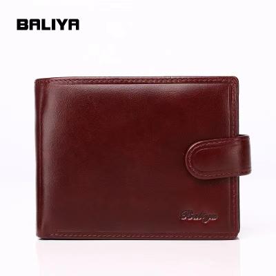 China BALIYA Expensive Minimalist Waterproof Brown Mens Wallet Luxury Men Wallets Line Genuine Leather for sale