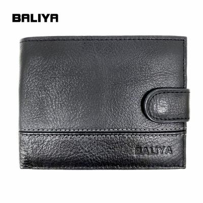 China BALIYA Black Waterproof Vegan Fast Delivery Small Leather Wallet Men Leather Skin for sale