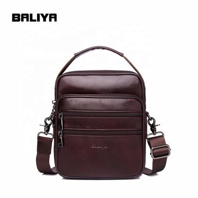 China BALIYA Brown Oil Wax Outdoor Mens Crossbody Fashion GENUINE LEATHER Genuine Leather Bag for sale