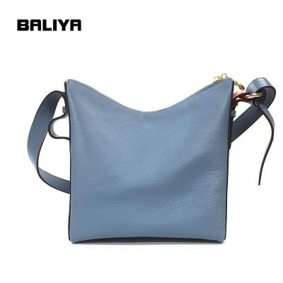 China Fashion To BALIYA 2021 Latest Genuine Leather Woman Handbag Blue Triangle Fashion Trends Ladies Handbag for sale