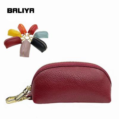 China Fashion BALIYA High Quality Car Key Holder Cover Coloful Logo Customized Cowhide Leather Car Key Chain Pocket for sale