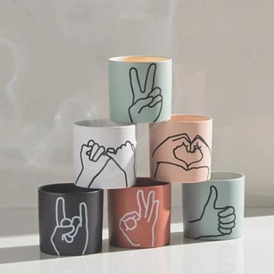 China New Product Fancy Modern Custom Color Design Unique Frosted Ceramic Candle Jar For Home Decorative for sale