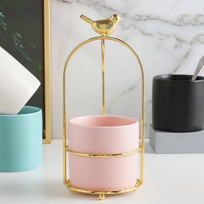 China Wholesale Colorful Stocked Porcelain Knife Fork Spoon Utensil Holder Rests Kitchen Ceramic Cylinder Chopsticks Spoon Holder for sale