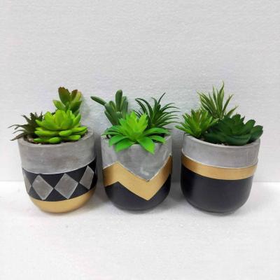 China Plant Black And Gold Cement Flower Garden Single Color Cement Outdoor Flower Pot for sale