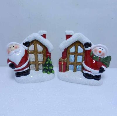 China Europe Ceramic Christmas Santa Claus and Snowman Ornaments Decorations for Christmas for sale