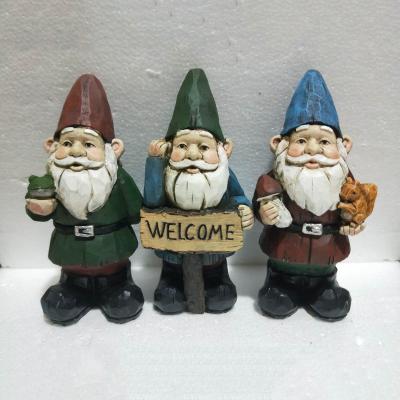 China Europe Wholesale Polyresin Gnome Figurine Dwarf Resin Dwarf Statue Garden Welcome Decor for sale