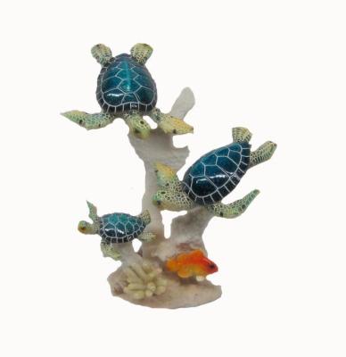 China China Sea Turtles and Fish Set Figurine Resin Home Statue, Polyresin Sea Turtles and Fish Set Sculpture for sale