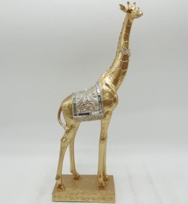 China China high quality indoor decoration polyresin giraffe statue with glass, resin shinny standing giraffe for sale