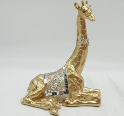 China China hot sale resin animal shinny powder giraffe, polyresin giraffe with glass decoration for sale