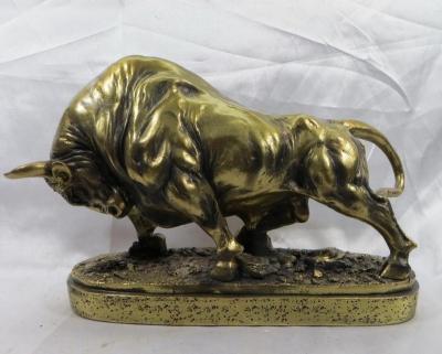 China China Cow Figurine Statue Resin Home Decor,Polyresin Copper Color Bull Sculpture for sale