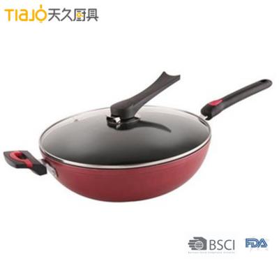 China Viable Gravity Natural Aluminum Non-Stick Hard Anodized Aluminum Wok for sale