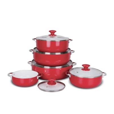 China 5 PCS Viable Aluminum Ceramic Caldero Coating Stock Non-Stick Pot for sale