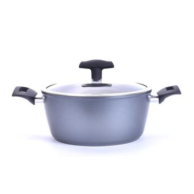 China Cheapest Viable Aluminum Nonstick Cookware Cooking Pot Sauce Pot With Glass Lid for sale