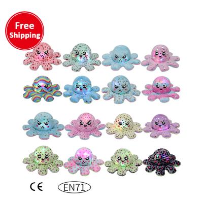 China Free shipping soft plush doll product jerky depressed octopus plushie customs lead the light reversible mood key chain jerk plushie plush octopus toy for sale