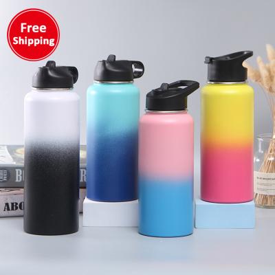 China Free Shipping Wholesale Camping Sport Water Drinking Insulated Stainless Steel 18oz 32oz 40oz Vacuum Flask Water Bottle With Straw for sale