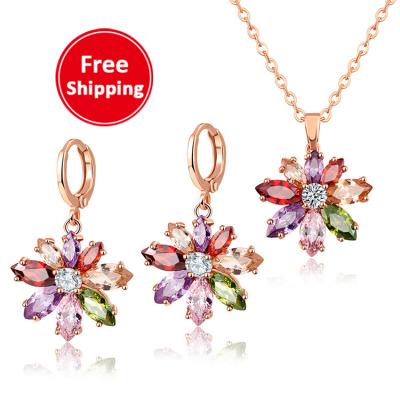 China Fashion Fashion Necklace Earrings Jewelry Set Wedding Bridal Jewelry Cubic Zirconia Necklace Set for sale