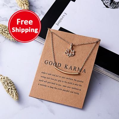 China Korean simple fashion paper card lotus double-layer alloy necklace jewelry for sale