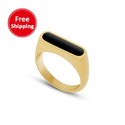 China Fashion French Geometric Style Epoxy Ring Female Minimalist Style Titanium Steel Ring for sale