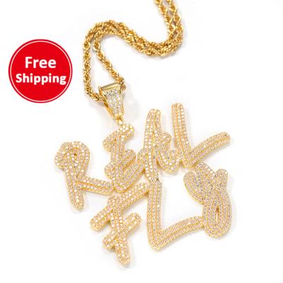 China Creative Hip-Hop Creative New Hip-Hop Zircon DIY Letter Double Name Pendant English Cursive Necklace for sale