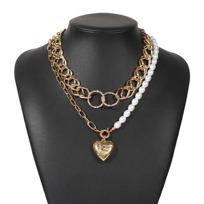 China European and American fashion pendant female punk heart fashion necklace alloy style jewelry multilayer chain for sale