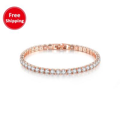 China Fashion Dorp Full Diamond Tennis Chain Round Hip Chain Single Round Women Hops Round 4mm Diamond Tennis Bracelet for sale